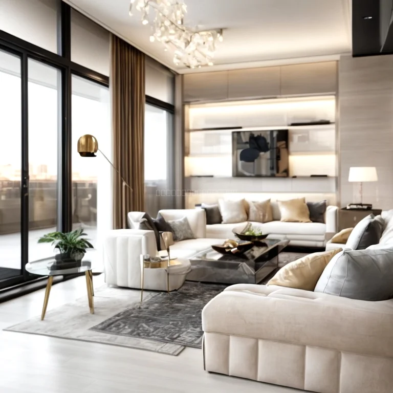 Elegantes Wohnzimmer in luxuriöser Wohnung